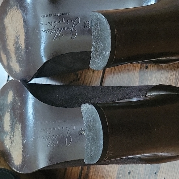 VINTAGE JOAN HEPBURN PUMPS METALLIC BROWN LEATHER / SUEDE ITALY SIZE 8.5 M - Picture 9 of 14